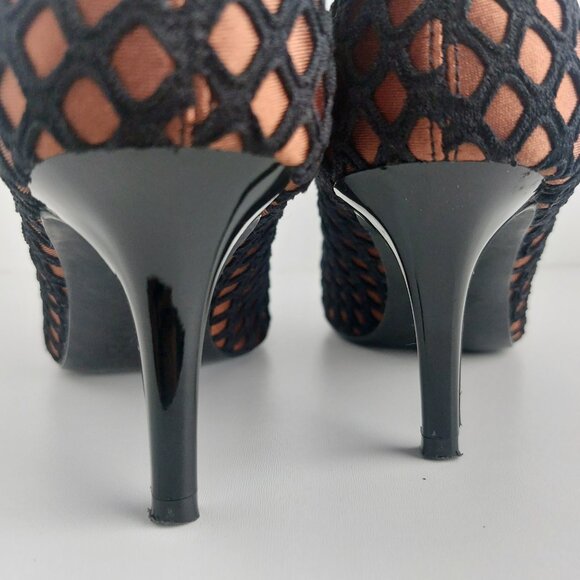 ZARA Pointed Toe Ankle Boots 7.5 Bronze Black Mesh Heels Glam Clubwear - Picture 12 of 14